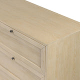 Featuring nine spacious drawers with smooth fronts fixed with matching knobs, this light oak veneer dresser brings spacious storage to the room. This item has been modified to comply with the STURDY Act. See a full list of modified products and data changes in the “STURDY Act” file in the Downloads section below Amethyst Home provides interior design, new home construction design consulting, vintage area rugs, and lighting in the Monterey metro area.