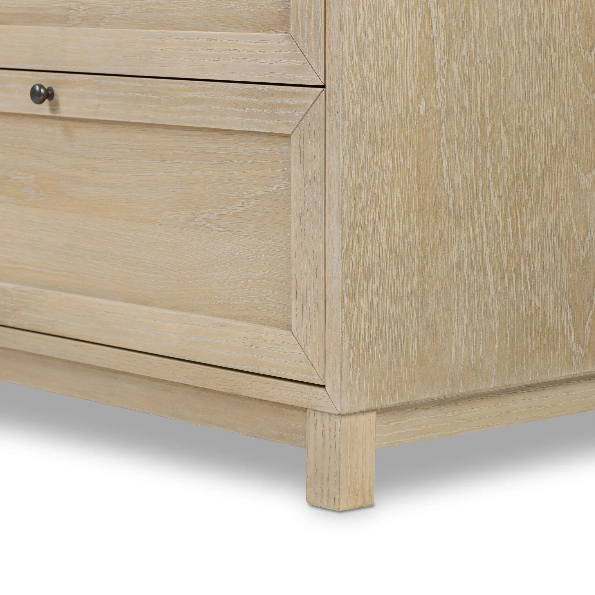 Featuring nine spacious drawers with smooth fronts fixed with matching knobs, this light oak veneer dresser brings spacious storage to the room. This item has been modified to comply with the STURDY Act. See a full list of modified products and data changes in the “STURDY Act” file in the Downloads section below Amethyst Home provides interior design, new home construction design consulting, vintage area rugs, and lighting in the Washington metro area.