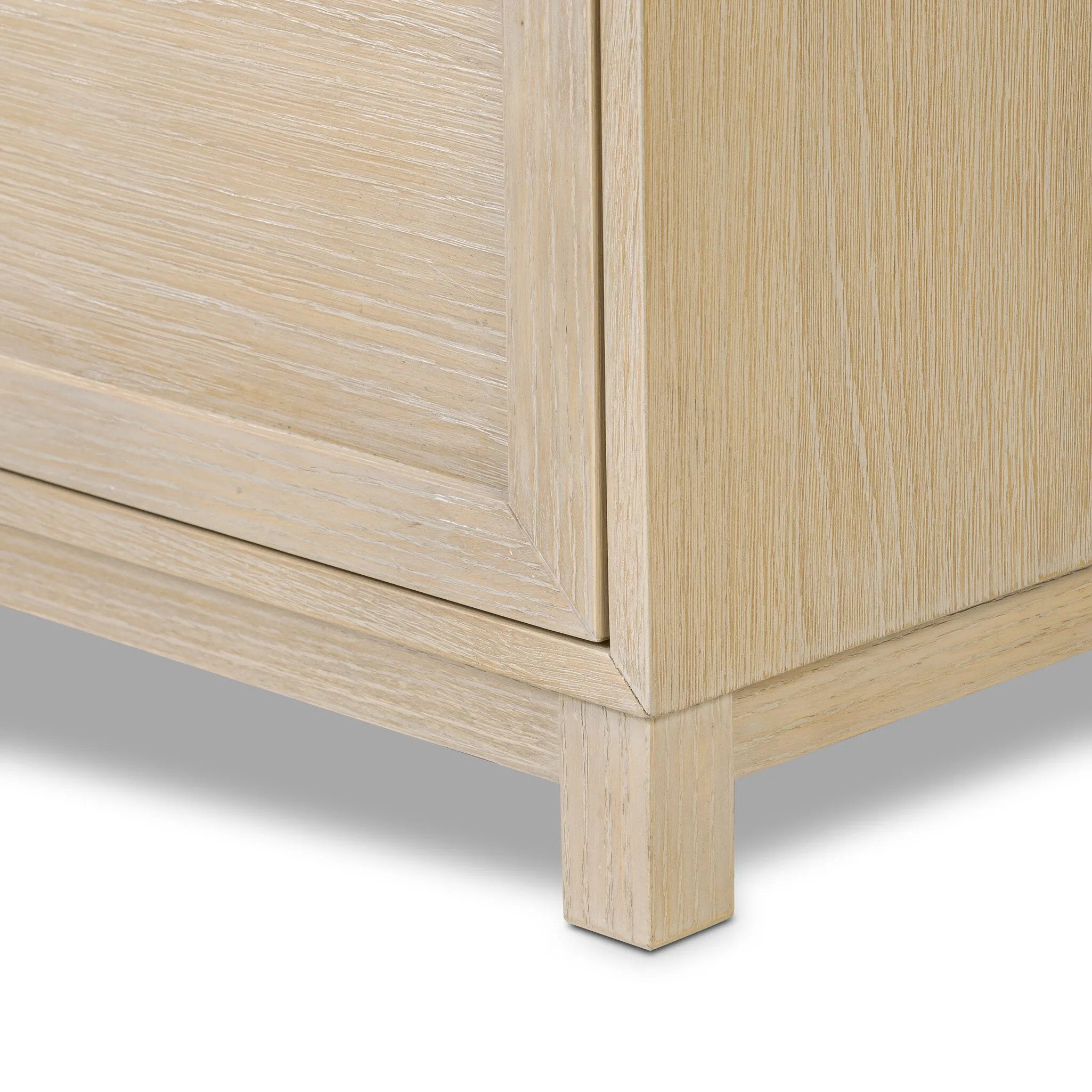 A light-finished oak veneer nightstand brings storage space to the bedside with two roomy drawers Amethyst Home provides interior design, new home construction design consulting, vintage area rugs, and lighting in the Kansas City metro area.
