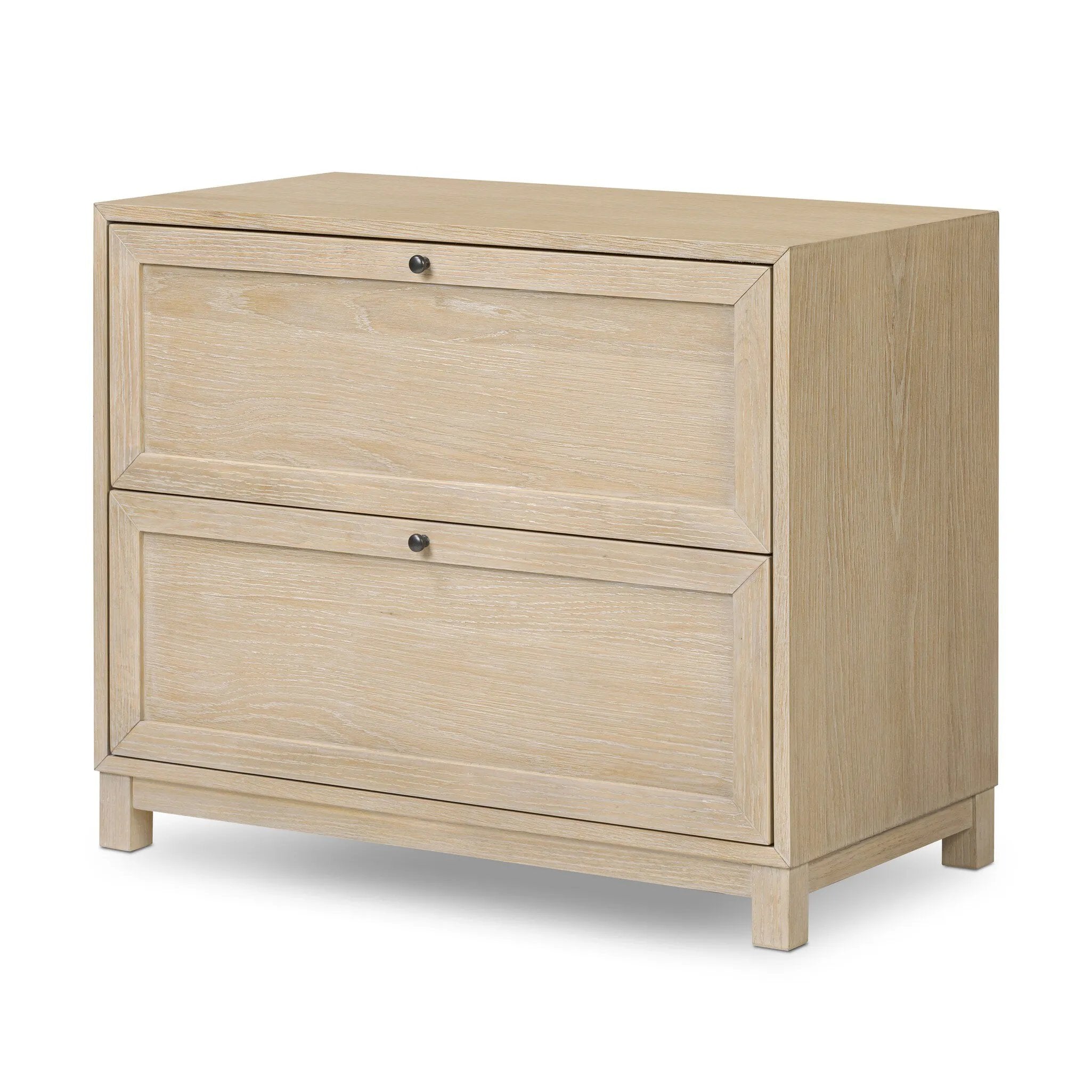 A light-finished oak veneer nightstand brings storage space to the bedside with two roomy drawers Amethyst Home provides interior design, new home construction design consulting, vintage area rugs, and lighting in the Park City metro area.