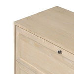 A light-finished oak veneer nightstand brings storage space to the bedside with two roomy drawers Amethyst Home provides interior design, new home construction design consulting, vintage area rugs, and lighting in the Portland metro area.