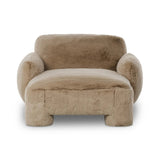 Oversized and modern, this billowy chaise is a statement piece whether styled alone or with an existing living room setup. The cream basketweave covering subdues bold arms and cylindrical legs. With spring suspension in the seat cushion and webbed suspension in the back, the piece is designed with durability and comfort in mind. Amethyst Home provides interior design, new home construction design consulting, vintage area rugs, and lighting in the Houston metro area.