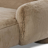 Oversized and modern, this billowy chaise is a statement piece whether styled alone or with an existing living room setup. The cream basketweave covering subdues bold arms and cylindrical legs. With spring suspension in the seat cushion and webbed suspension in the back, the piece is designed with durability and comfort in mind. Amethyst Home provides interior design, new home construction design consulting, vintage area rugs, and lighting in the Kansas City metro area.