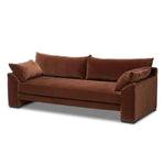 Structured yet deceivingly comfortable. The pillow-engulfed sofa features a distinctive raised seat deck with knife-edge cushions. Tapered arms include integrated pillows, while the tight seat-back provides a stable resting spot for its plush, loose-back pillows. Amethyst Home provides interior design, new home construction design consulting, vintage area rugs, and lighting in the Miami metro area.