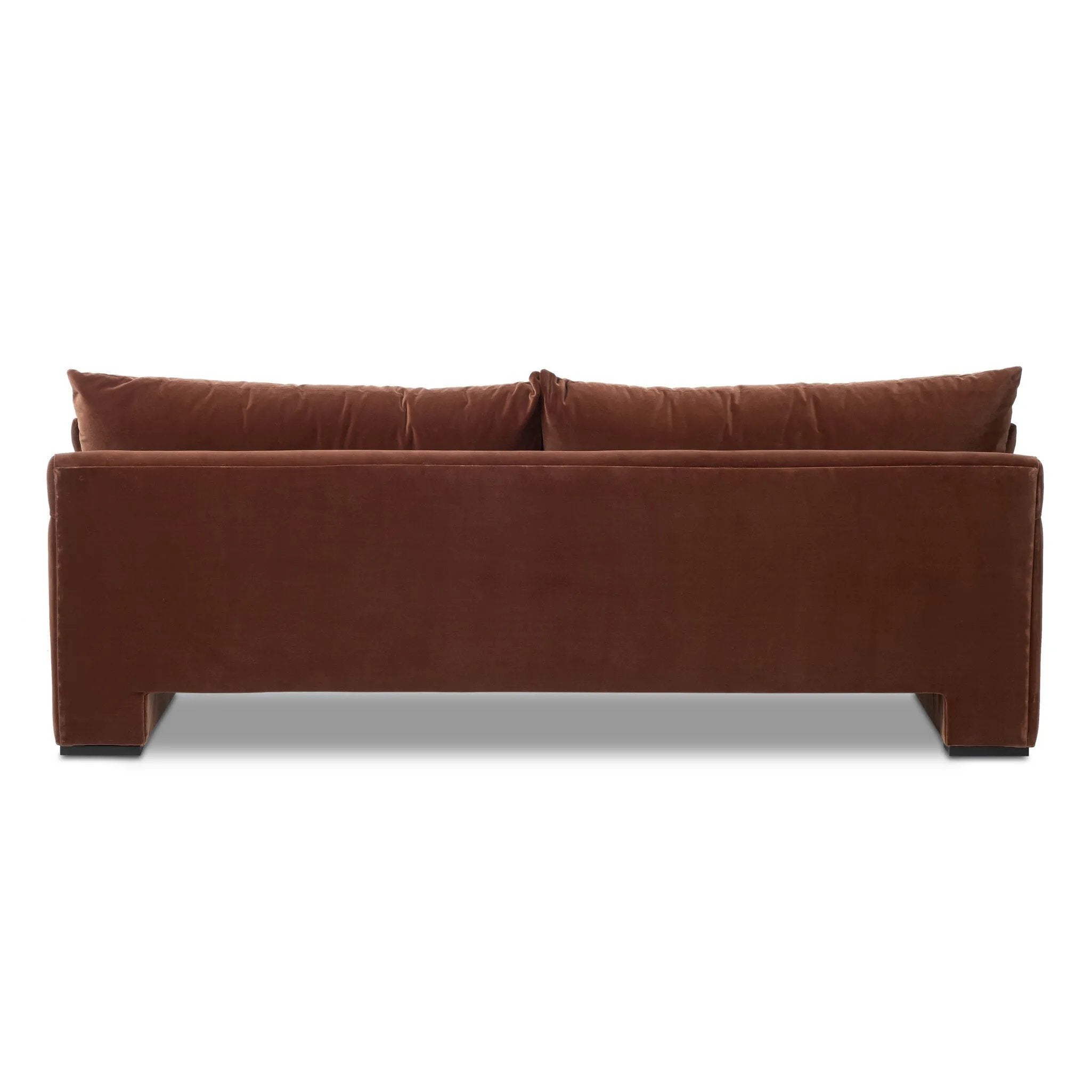 Structured yet deceivingly comfortable. The pillow-engulfed sofa features a distinctive raised seat deck with knife-edge cushions. Tapered arms include integrated pillows, while the tight seat-back provides a stable resting spot for its plush, loose-back pillows. Amethyst Home provides interior design, new home construction design consulting, vintage area rugs, and lighting in the Monterey metro area.