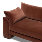 Structured yet deceivingly comfortable. The pillow-engulfed sofa features a distinctive raised seat deck with knife-edge cushions. Tapered arms include integrated pillows, while the tight seat-back provides a stable resting spot for its plush, loose-back pillows. Amethyst Home provides interior design, new home construction design consulting, vintage area rugs, and lighting in the Seattle metro area.