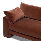 Structured yet deceivingly comfortable. The pillow-engulfed sofa features a distinctive raised seat deck with knife-edge cushions. Tapered arms include integrated pillows, while the tight seat-back provides a stable resting spot for its plush, loose-back pillows. Amethyst Home provides interior design, new home construction design consulting, vintage area rugs, and lighting in the Seattle metro area.
