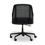 Contemporary details meet traditional design. Thin black oak frames a woven rattan back, offering an elevated take on the everyday desk chair.As fans of wabi sabi materials at Amethyst, we love the designer inspired Mischa Desk Chair. This item pairs well with other brands such as Visual Comfort and is perfect for minimalist homes Amethyst Home provides interior design, new home construction design consulting, vintage area rugs, and lighting in the Des Moines metro area.