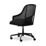 Contemporary details meet traditional design. Thin black oak frames a woven rattan back, offering an elevated take on the everyday desk chair.As fans of wabi sabi materials at Amethyst, we love the designer inspired Mischa Desk Chair. This item pairs well with other brands such as Visual Comfort and is perfect for minimalist homes Amethyst Home provides interior design, new home construction design consulting, vintage area rugs, and lighting in the San Diego metro area.