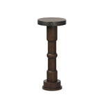 Crafted from mixed solid reclaimed woods with an aged finish, this modern-minded drink table works a handy extra surface into any room. With turned details on the post and a gunmetal-finished iron collars wrapping the top.As enthusiasts of wabi sabi style at Amethyst, we love the nature inspired Mizu End Table - Aged Belgium Bleach. Amethyst Home provides interior design, new home construction design consulting, vintage area rugs, and lighting in the Austin metro area.