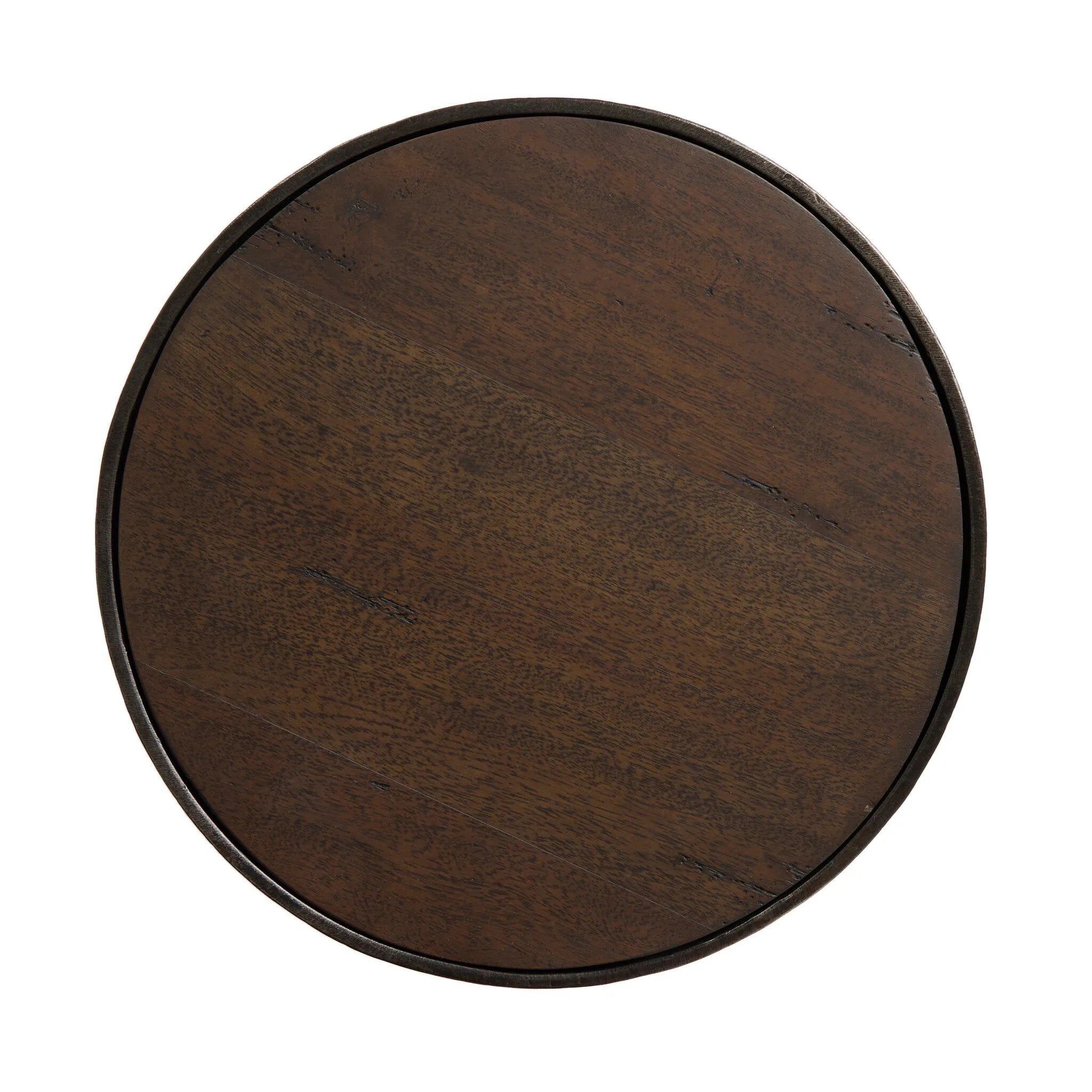 Crafted from mixed solid reclaimed woods with an aged finish, this modern-minded drink table works a handy extra surface into any room. With turned details on the post and a gunmetal-finished iron collars wrapping the top.As enthusiasts of wabi sabi style at Amethyst, we love the nature inspired Mizu End Table - Aged Belgium Bleach. Amethyst Home provides interior design, new home construction design consulting, vintage area rugs, and lighting in the Park City metro area.