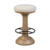 Mixed materials make the look. A drifted oak base features soft curves and slight angles for an updated take on traditional turn shaping. A neutral performance fabric seat and aged iron footrests ensure comfort and durability. Perfectly sized for the counter. Amethyst Home provides interior design, new home construction design consulting, vintage area rugs, and lighting in the Portland metro area.