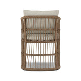 Cottage-inspired, faux hyacinth mimics its natural counterpart, with joint wrapping and texture for depth and character defining this outdoor dining chair. Varied proportion for dimension. Upholstered in a UV-resistant, water-repellent, quick-drying fabric. Cover or store indoors during inclement weather and when not in use Amethyst Home provides interior design, new home construction design consulting, vintage area rugs, and lighting in the Des Moines metro area.