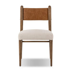 Mixed materials place a modern twist on the sling-back dining chair. A solid oak frame forms rounded dowel legs for a touch of traditionalism, with top-grain leather in a warm chestnut Amethyst Home provides interior design, new home construction design consulting, vintage area rugs, and lighting in the Monterey metro area.