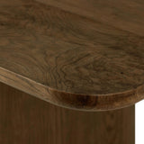 This monolithic piece features a grand plinth base, subtly rounded corners and bullnose edges. A mix of solid oak and oak veneer offers the best of both worlds: beautiful movement from the natural oak graining and added character from the burl veneer finish. Amethyst Home provides interior design, new home construction design consulting, vintage area rugs, and lighting in the Charlotte metro area.