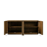 Finished in a unique rye, a mix of solid oak and oak veneer shape a simplified four-door sideboard, with subtly rounded corners for a touch of softness. Large, exaggerated hardware finishes the look.As fans of natural aesthetics at Amethyst, we love the nature inspired Morley Sideboard - Rye Medium Burl Oak Veneer. Amethyst Home provides interior design, new home construction design consulting, vintage area rugs, and lighting in the Calabasas metro area.