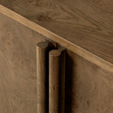 Finished in a unique rye, a mix of solid oak and oak veneer shape a simplified four-door sideboard, with subtly rounded corners for a touch of softness. Large, exaggerated hardware finishes the look.As fans of natural aesthetics at Amethyst, we love the nature inspired Morley Sideboard - Rye Medium Burl Oak Veneer. Amethyst Home provides interior design, new home construction design consulting, vintage area rugs, and lighting in the Seattle metro area.