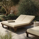 Create an outdoor space that transports you to far corners of the globe. Inspired by traditional daybeds found in Indonesia, this outdoor double chaise features a beautifully crafted frame made of FSC-certified solid teak with pull-through details and monochromatic weaving throughout. Amethyst Home provides interior design, new home construction design consulting, vintage area rugs, and lighting in the Boston metro area.