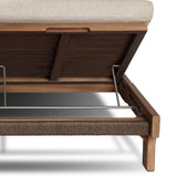 Create an outdoor space that transports you to far corners of the globe. Inspired by traditional daybeds found in Indonesia, this outdoor double chaise features a beautifully crafted frame made of FSC-certified solid teak with pull-through details and monochromatic weaving throughout. Amethyst Home provides interior design, new home construction design consulting, vintage area rugs, and lighting in the Park City metro area.