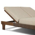 Create an outdoor space that transports you to far corners of the globe. Inspired by traditional daybeds found in Indonesia, this outdoor double chaise features a beautifully crafted frame made of FSC-certified solid teak with pull-through details and monochromatic weaving throughout. Amethyst Home provides interior design, new home construction design consulting, vintage area rugs, and lighting in the Salt Lake City metro area.