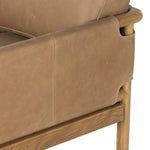 Featuring Navarro Palermo Drift Chair by Four Hands at Amethyst Home. Safari inspiration meets zen aspirations. A cylindrical frame is crafted, smoothed and rounded from solid ash wood. Includes two loose feather-blend cushions covered in subtly distressed thick cut leather in a neutral taupe hue for a monochromatic look. Overall Dimensions: 27.75"w x 34. Amethyst Home provides interior design, new home construction design consulting, vintage area rugs, and lighting in the Laguna Beach metro area.