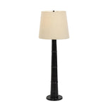 Inspired by a vintage salt shaker found while exploring Copenhagen, Denmark, this glossy cast aluminum lamp has a telescoping shape that's finished with a traditional flax linen shade Amethyst Home provides interior design, new home construction design consulting, vintage area rugs, and lighting in the Park City metro area.