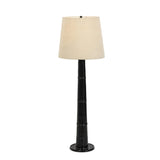 Inspired by a vintage salt shaker found while exploring Copenhagen, Denmark, this glossy cast aluminum lamp has a telescoping shape that's finished with a traditional flax linen shade Amethyst Home provides interior design, new home construction design consulting, vintage area rugs, and lighting in the Park City metro area.