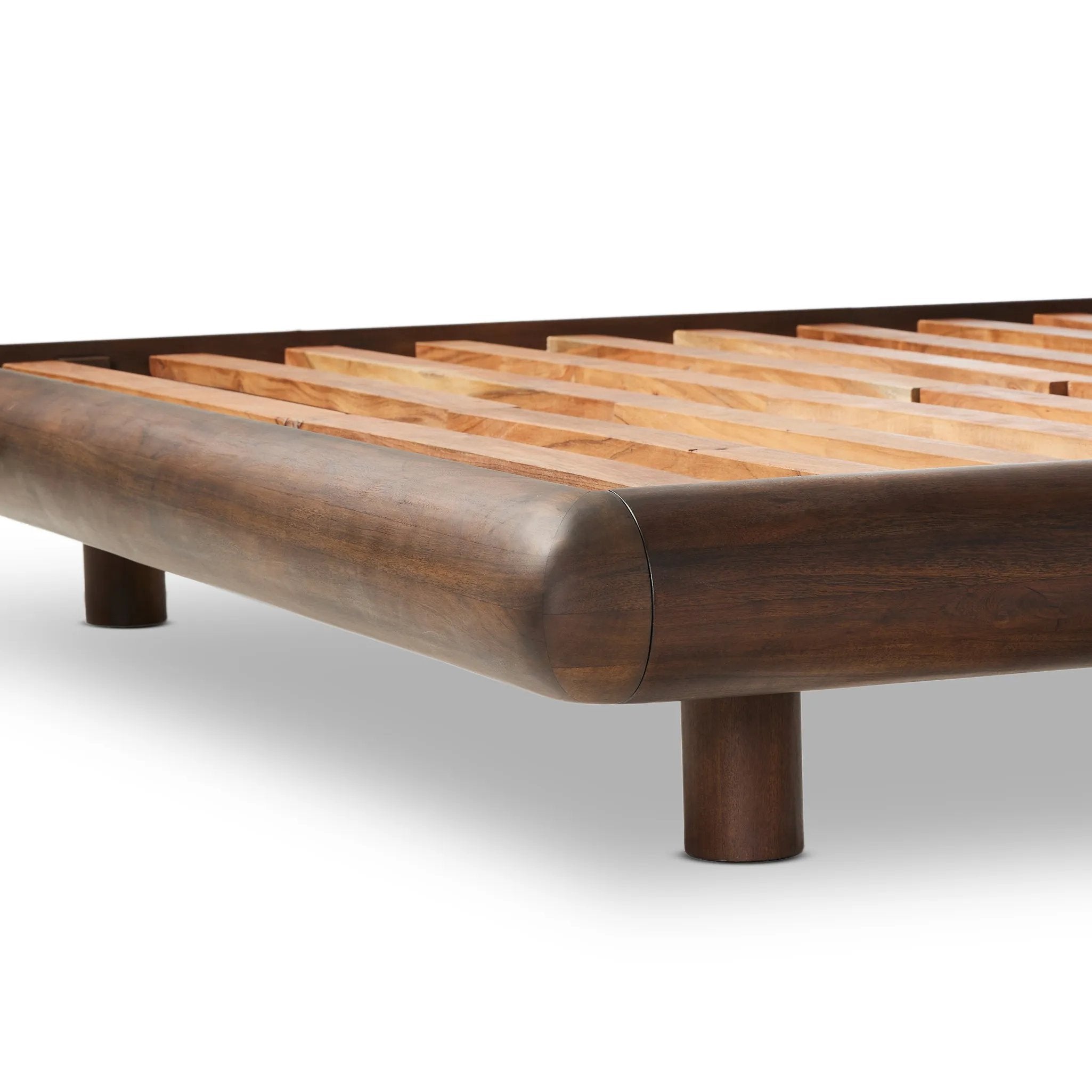Featuring Nigel Rustic Brown Acacia Bed by Four Hands at Amethyst Home. Faux live edges elevate this slab-inspired bed made of rustic brown acacia. Rounded edges and inset legs soften an elongated silhouette. Platform-style base. Not compatible with adjustable frames.KingOverall Dimensions: 93.00"w x 88.00"d x 46.00"hWeight: 406.75 lbsQueenOverall Dimensio. Amethyst Home provides interior design, new home construction design consulting, vintage area rugs, and lighting in the Alpharetta metro area.
