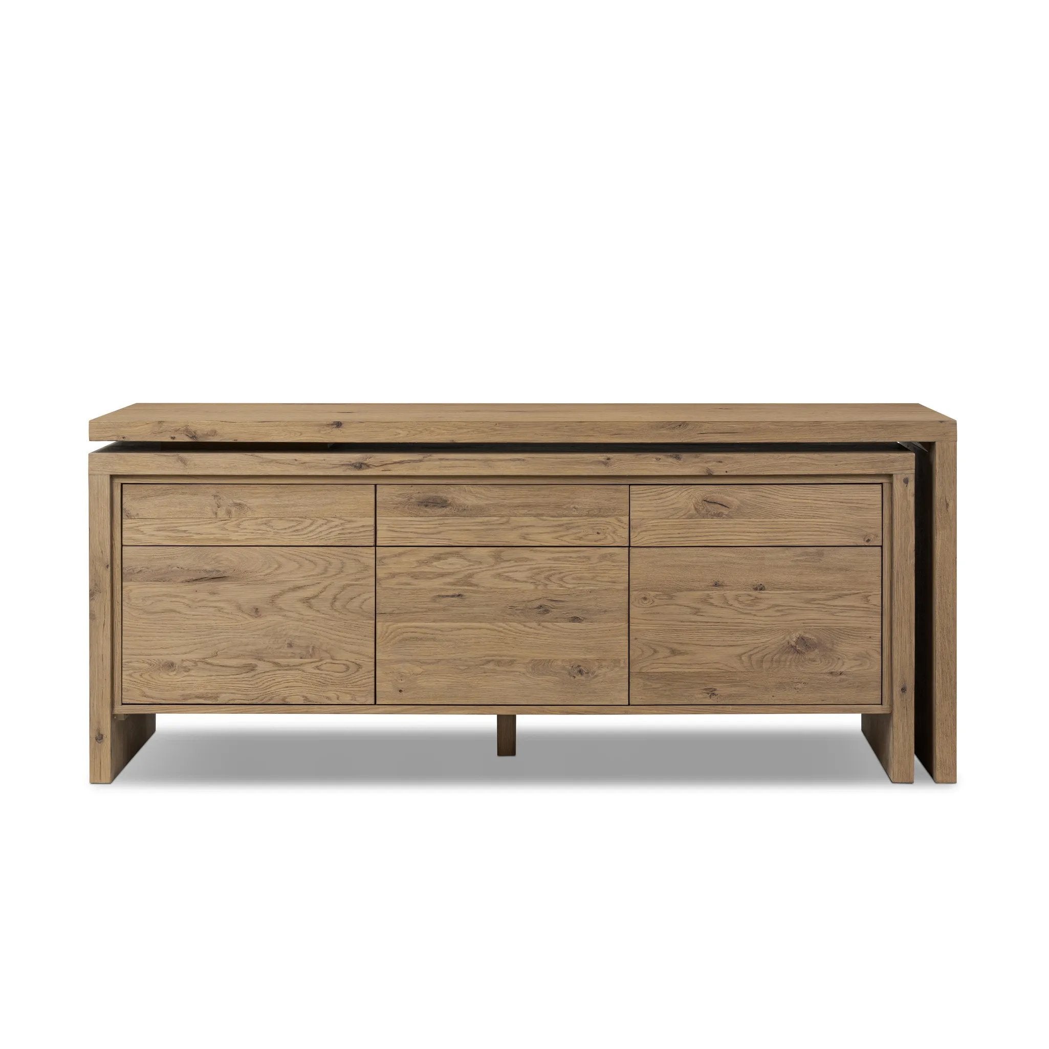 Customization and functionality fuse in a rotating desk of aged smoked oak. With plenty of storage space by way of drawers and cabinetry, a unique L shape and 360-degree mobility offer several orientation options, to comfortably suit a wide range of spaces Amethyst Home provides interior design, new home construction design consulting, vintage area rugs, and lighting in the Omaha metro area.