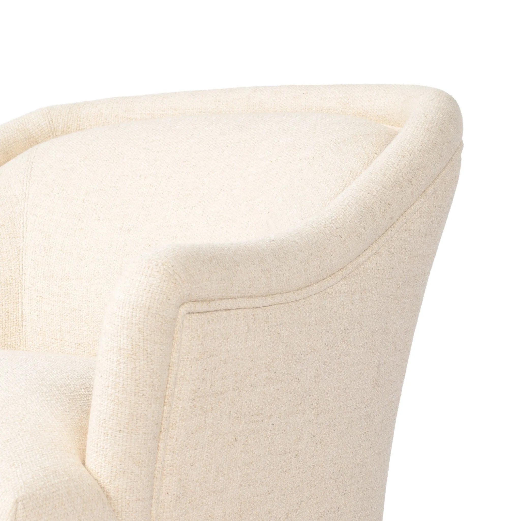 With elements of past eras at play, this updated Deco chair features a rounded back, sloped arms and a dramatic channel. The iron base and tapered legs support the cushiony seat — built with spring suspensions for long-lasting comfort. Amethyst Home provides interior design, new home construction design consulting, vintage area rugs, and lighting in the Washington metro area.