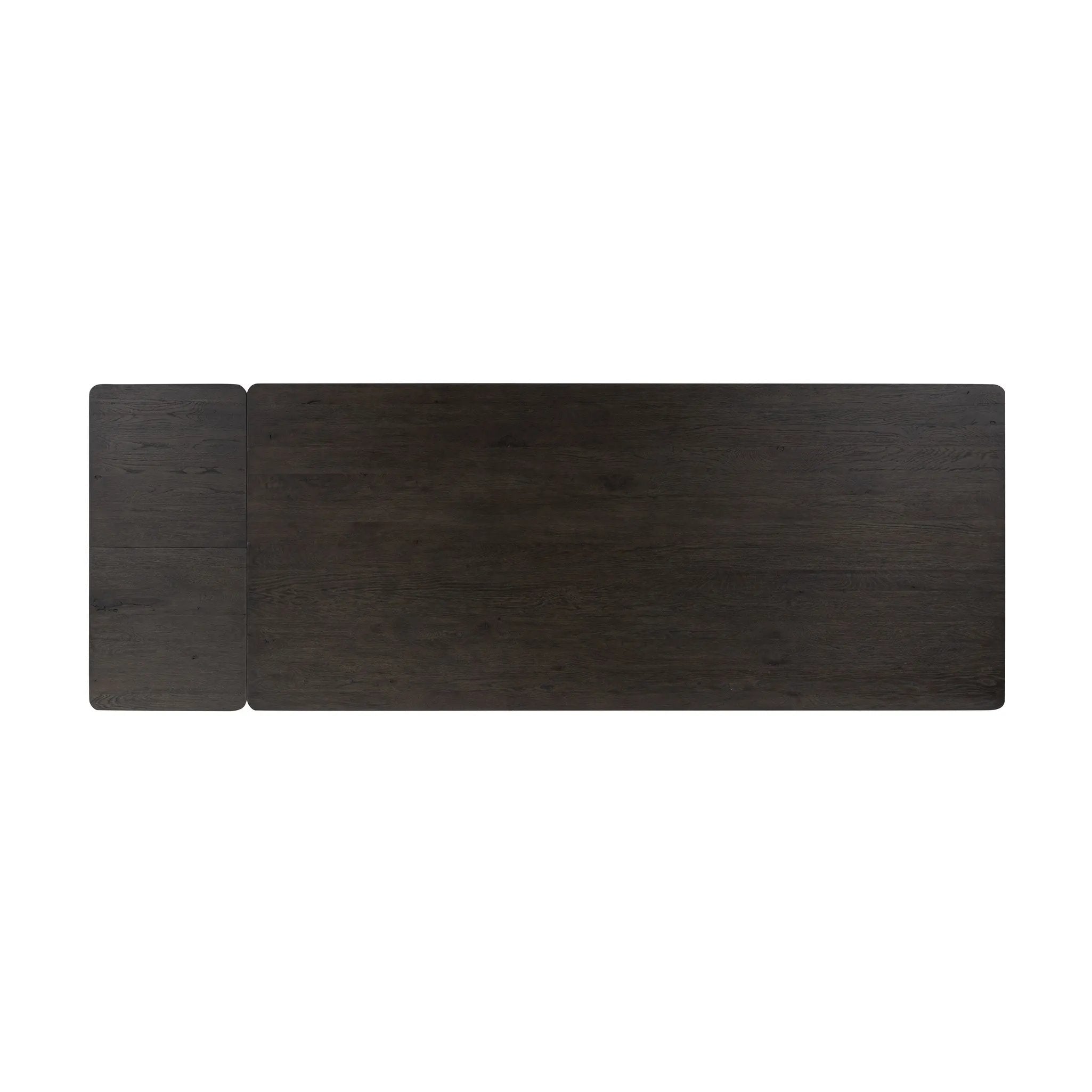 Featuring Noeline Cracked Smoked Black Veneer Extension Dining Table by Four Hands at Amethyst Home. Made from smoked black oak with intentional cracking for an aged look, a self-storing extension creates space for extra guests. Equipped with four lockable wheels for easy extension to 116".Overall Dimensions: 96.00"w x 42.00"d x 30.00"hWeight : 275.58 lbsMater. Amethyst Home provides interior design, new home construction design consulting, vintage area rugs, and lighting in the Austin metro area.