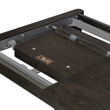 Featuring Noeline Cracked Smoked Black Veneer Extension Dining Table by Four Hands at Amethyst Home. Made from smoked black oak with intentional cracking for an aged look, a self-storing extension creates space for extra guests. Equipped with four lockable wheels for easy extension to 116".Overall Dimensions: 96.00"w x 42.00"d x 30.00"hWeight : 275.58 lbsMate. Amethyst Home provides interior design, new home construction design consulting, vintage area rugs, and lighting in the Houston metro area.