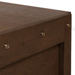 Featuring Oakley Dark Toasted Oak Veneer Desk by Four Hands at Amethyst Home. Made from warm-toasted oak, brass-finished bolt covers add an aesthetic element to a storage-driven desk. Eight drawers plus open shelving offer plenty of space for office staples.Overall Dimensions: 72.00"w x 32.00"d x 30.00"hWeight : 186.29 lbsMaterials: Oak Veneer. Amethyst Home provides interior design, new home construction design consulting, vintage area rugs, and lighting in the Charlotte metro area.