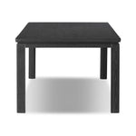 Featuring Oman Rustic Black Veneer Dining Table by Four Hands at Amethyst Home. The timeless Parsons table is reimagined, with a rustic black finish and unique relief detail between the tabletop and apron.Overall Dimensions: 96.00"w x 42.00"d x 30.00"hWeight : 159.83 lbsMaterials: Oak Veneer, Solid Ash, Engineered Hardwood. Amethyst Home provides interior design, new home construction design consulting, vintage area rugs, and lighting in the Des Moines metro area.