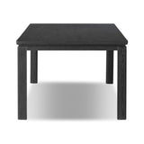 Featuring Oman Rustic Black Veneer Dining Table by Four Hands at Amethyst Home. The timeless Parsons table is reimagined, with a rustic black finish and unique relief detail between the tabletop and apron.Overall Dimensions: 96.00"w x 42.00"d x 30.00"hWeight : 159.83 lbsMaterials: Oak Veneer, Solid Ash, Engineered Hardwood. Amethyst Home provides interior design, new home construction design consulting, vintage area rugs, and lighting in the Des Moines metro area.
