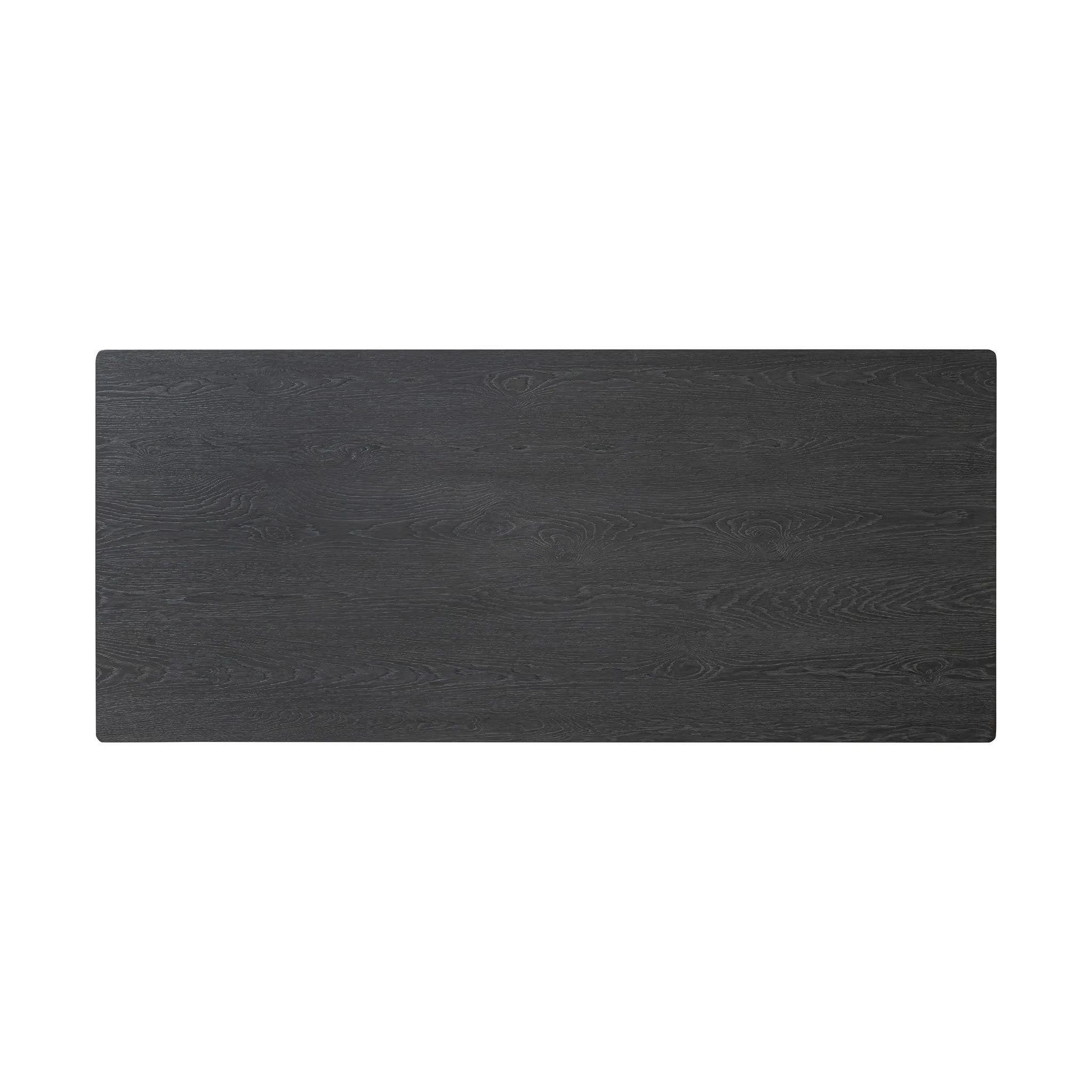 Featuring Oman Rustic Black Veneer Dining Table by Four Hands at Amethyst Home. The timeless Parsons table is reimagined, with a rustic black finish and unique relief detail between the tabletop and apron.Overall Dimensions: 96.00"w x 42.00"d x 30.00"hWeight : 159.83 lbsMaterials: Oak Veneer, Solid Ash, Engineered Hardwood. Amethyst Home provides interior design, new home construction design consulting, vintage area rugs, and lighting in the Monterey metro area.