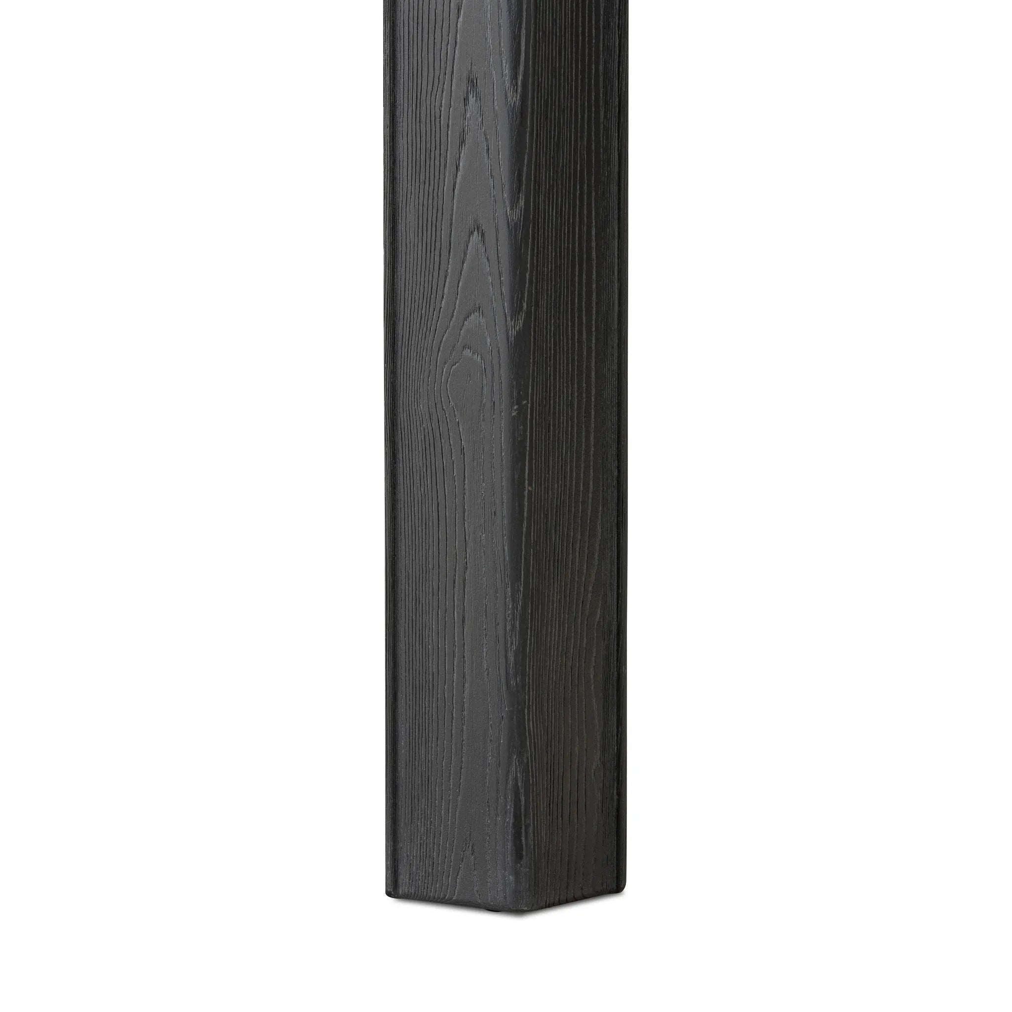 Featuring Oman Rustic Black Veneer Dining Table by Four Hands at Amethyst Home. The timeless Parsons table is reimagined, with a rustic black finish and unique relief detail between the tabletop and apron.Overall Dimensions: 96.00"w x 42.00"d x 30.00"hWeight : 159.83 lbsMaterials: Oak Veneer, Solid Ash, Engineered Hardwood. Amethyst Home provides interior design, new home construction design consulting, vintage area rugs, and lighting in the Nashville metro area.