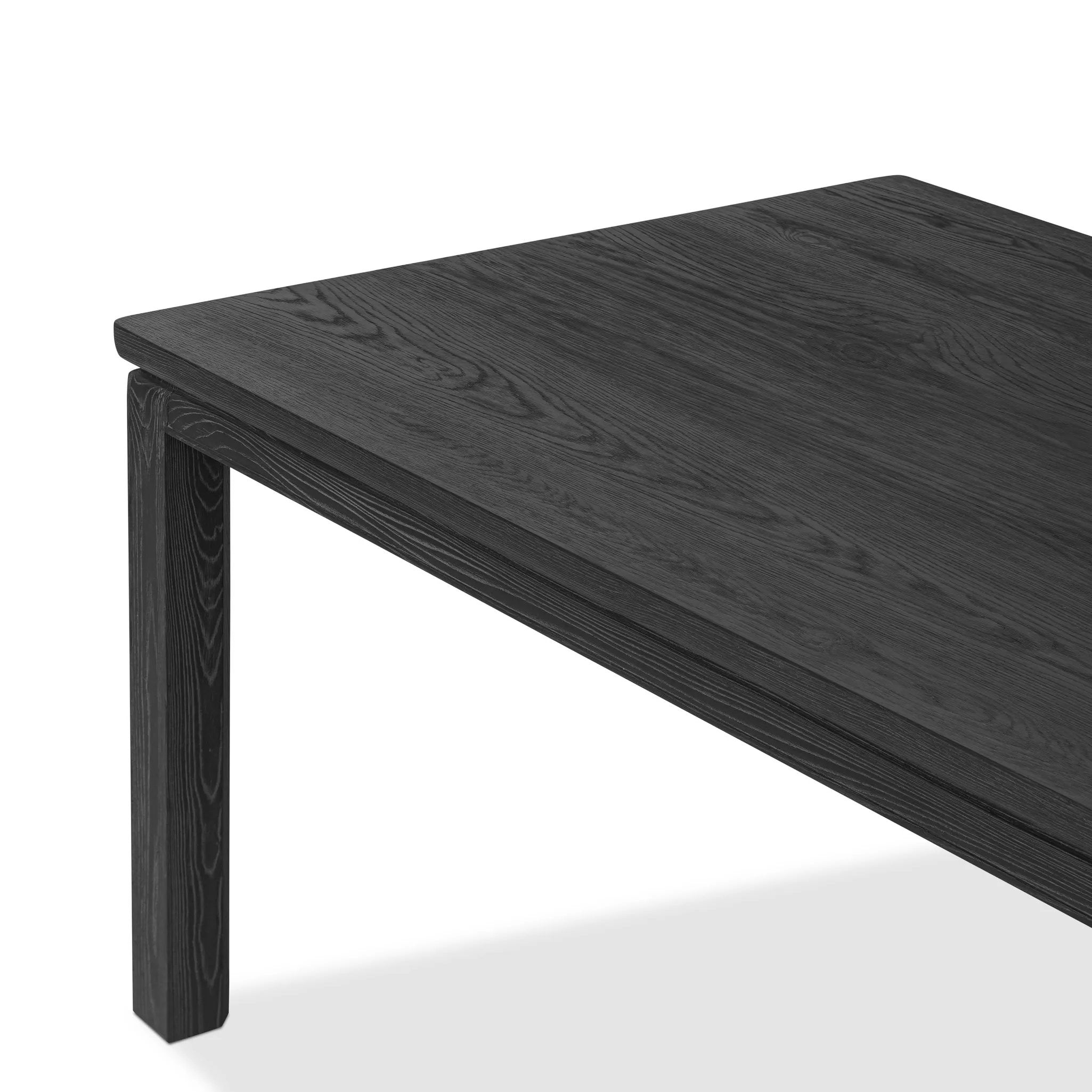 Featuring Oman Rustic Black Veneer Dining Table by Four Hands at Amethyst Home. The timeless Parsons table is reimagined, with a rustic black finish and unique relief detail between the tabletop and apron.Overall Dimensions: 96.00"w x 42.00"d x 30.00"hWeight : 159.83 lbsMaterials: Oak Veneer, Solid Ash, Engineered Hardwood. Amethyst Home provides interior design, new home construction design consulting, vintage area rugs, and lighting in the Portland metro area.