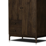 Featuring Ophelia Aged Brown Armoire by Four Hands at Amethyst Home. Make space for style. A large, storage-minded armoire is made from solid mango and finished in an aged brown, reminiscent of European antiques. Interior iron rod for hanging garments plus roomy drawers for out-of-sight storage. This item has been modified to comply with the STURDY Act. See. Amethyst Home provides interior design, new home construction design consulting, vintage area rugs, and lighting in the Charlotte metro area.