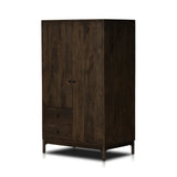 Featuring Ophelia Aged Brown Armoire by Four Hands at Amethyst Home. Make space for style. A large, storage-minded armoire is made from solid mango and finished in an aged brown, reminiscent of European antiques. Interior iron rod for hanging garments plus roomy drawers for out-of-sight storage. This item has been modified to comply with the STURDY Act. Se. Amethyst Home provides interior design, new home construction design consulting, vintage area rugs, and lighting in the Des Moines metro area.