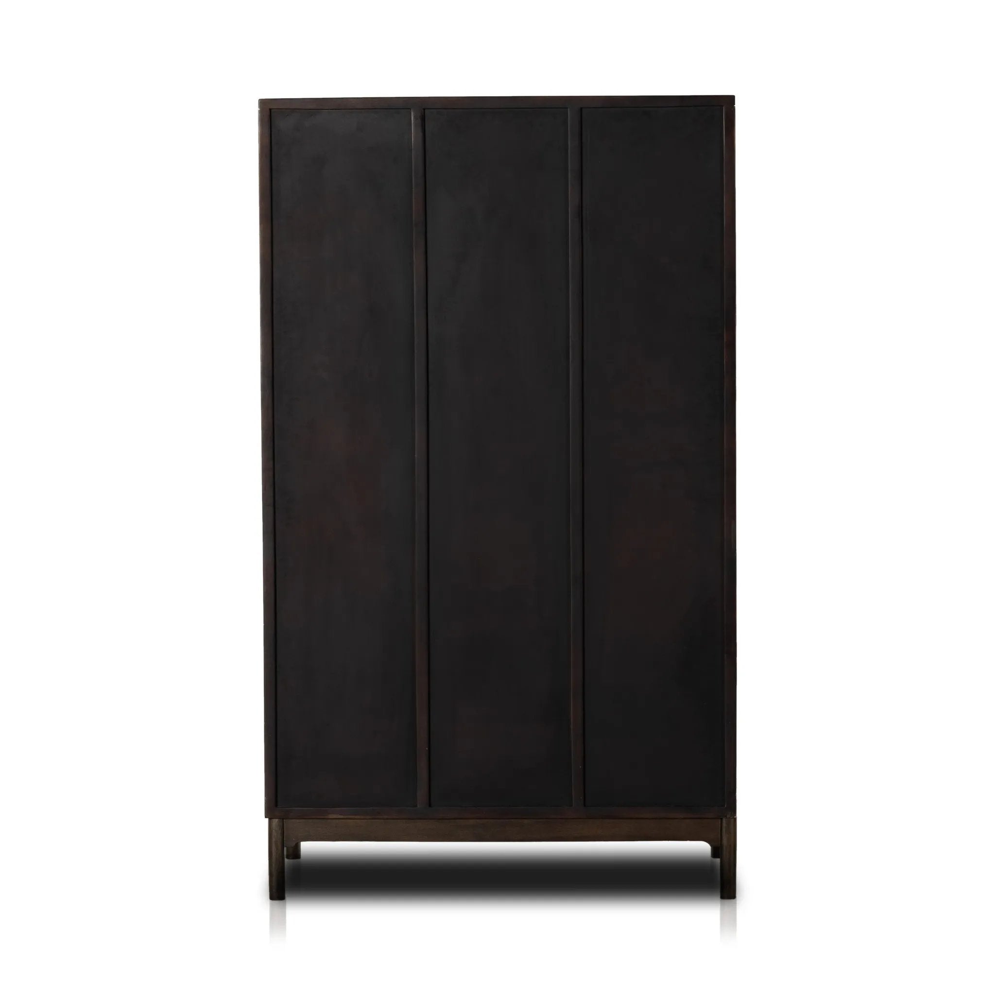 Featuring Ophelia Aged Brown Armoire by Four Hands at Amethyst Home. Make space for style. A large, storage-minded armoire is made from solid mango and finished in an aged brown, reminiscent of European antiques. Interior iron rod for hanging garments plus roomy drawers for out-of-sight storage. This item has been modified to comply with the STURDY Act. See . Amethyst Home provides interior design, new home construction design consulting, vintage area rugs, and lighting in the Monterey metro area.