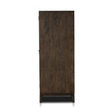 Featuring Ophelia Aged Brown Armoire by Four Hands at Amethyst Home. Make space for style. A large, storage-minded armoire is made from solid mango and finished in an aged brown, reminiscent of European antiques. Interior iron rod for hanging garments plus roomy drawers for out-of-sight storage. This item has been modified to comply with the STURDY Act. Amethyst Home provides interior design, new home construction design consulting, vintage area rugs, and lighting in the Salt Lake City metro area.