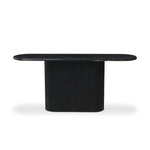 Italian-inspired for effortless sophistication. A black marble base is scalloped for a linear look with heavy texture, finished with a pill-shaped top for extra entryway styling atop this console table.As lovers of organic modern aesthetics at Amethyst, we love the designer inspired Oranda Console Table - Black Marble. Amethyst Home provides interior design, new home construction design consulting, vintage area rugs, and lighting in the Dallas metro area.