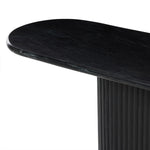 Italian-inspired for effortless sophistication. A black marble base is scalloped for a linear look with heavy texture, finished with a pill-shaped top for extra entryway styling atop this console table.As lovers of organic modern aesthetics at Amethyst, we love the designer inspired Oranda Console Table - Black Marble. Amethyst Home provides interior design, new home construction design consulting, vintage area rugs, and lighting in the Nashville metro area.