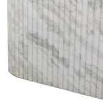 Italian-inspired for effortless sophistication. A swirling marble base is scalloped for a linear look with heavy texture, finished with a pill-shaped top for extra entryway styling atop this console table. Amethyst Home provides interior design, new home construction design consulting, vintage area rugs, and lighting in the Laguna Beach metro area.