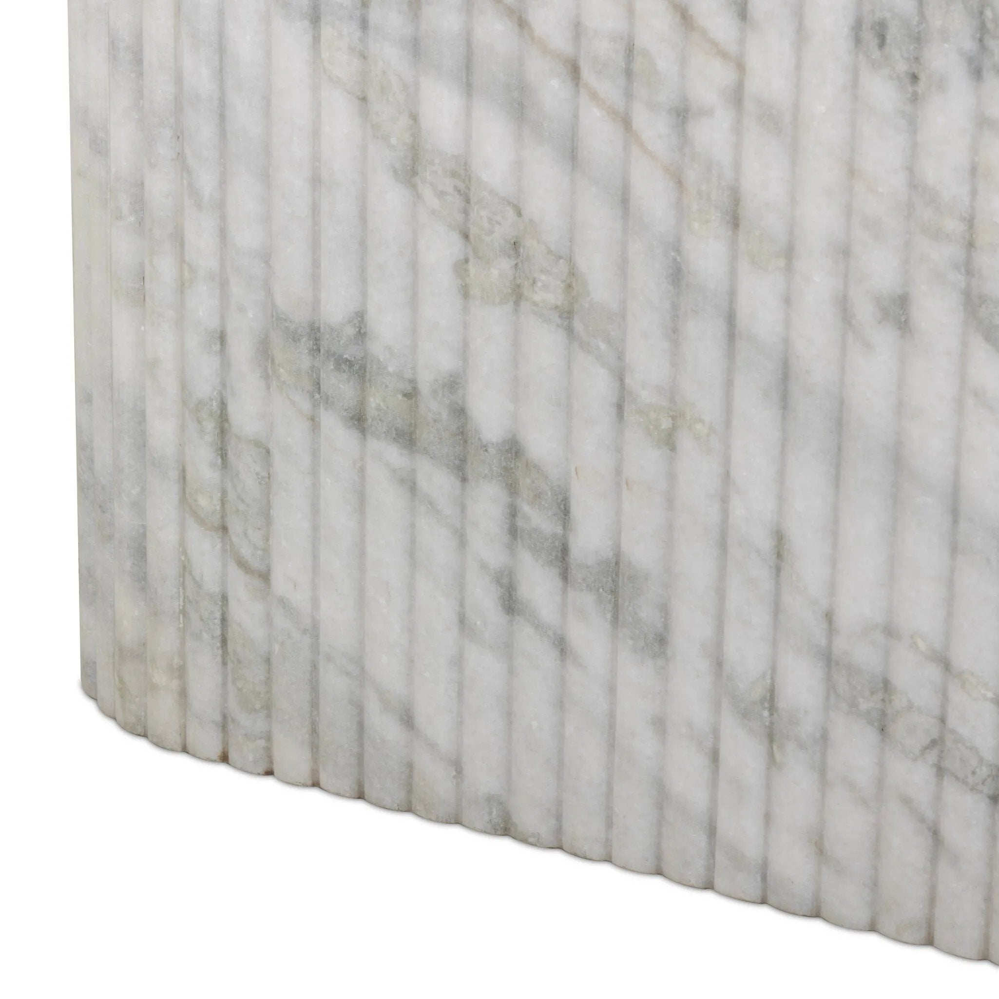 Italian-inspired for effortless sophistication. A swirling marble base is scalloped for a linear look with heavy texture, finished with a pill-shaped top for extra entryway styling atop this console table. Amethyst Home provides interior design, new home construction design consulting, vintage area rugs, and lighting in the Laguna Beach metro area.