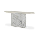 Italian-inspired for effortless sophistication. A swirling marble base is scalloped for a linear look with heavy texture, finished with a pill-shaped top for extra entryway styling atop this console table. Amethyst Home provides interior design, new home construction design consulting, vintage area rugs, and lighting in the Portland metro area.