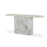 Italian-inspired for effortless sophistication. A swirling marble base is scalloped for a linear look with heavy texture, finished with a pill-shaped top for extra entryway styling atop this console table. Amethyst Home provides interior design, new home construction design consulting, vintage area rugs, and lighting in the Portland metro area.