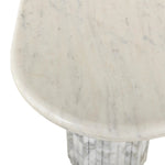 Italian-inspired for effortless sophistication. A swirling marble base is scalloped for a linear look with heavy texture, finished with a pill-shaped top for extra entryway styling atop this console table. Amethyst Home provides interior design, new home construction design consulting, vintage area rugs, and lighting in the Tampa metro area.