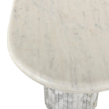Italian-inspired for effortless sophistication. A swirling marble base is scalloped for a linear look with heavy texture, finished with a pill-shaped top for extra entryway styling atop this console table. Amethyst Home provides interior design, new home construction design consulting, vintage area rugs, and lighting in the Tampa metro area.